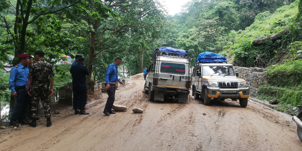 Restoration of Mechi highway stopped after landslide